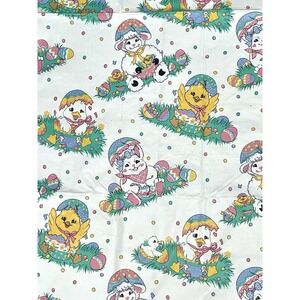 Vintage  Vinyl Works 50x70 Flannel Backed Easter Tablecloth Chicks Lambs